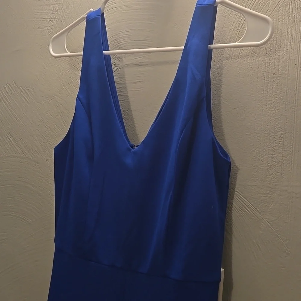 ROYAL BLUE SLEEVELESS LONG PANTS ROMPER WITH POCKETS - Picture 3 of 7